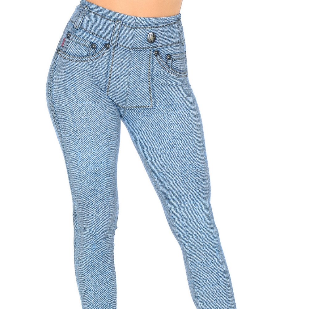 0-10 Creamy Soft Blue Jean Leggings - USA Fashion Jeggings One Size